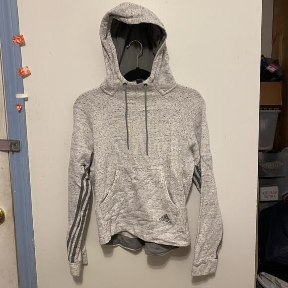 Adidas Gray Pullover Hoodie Women's Size XS Trefoil Logo Pockets Sports Outdoors - Picture 7 of 10